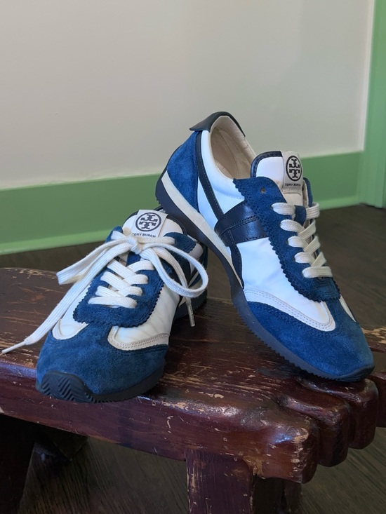 Tory Burch Shoes - Tory Burch blue white Suede Leather Sneakers Retro Runner Preppy trainers